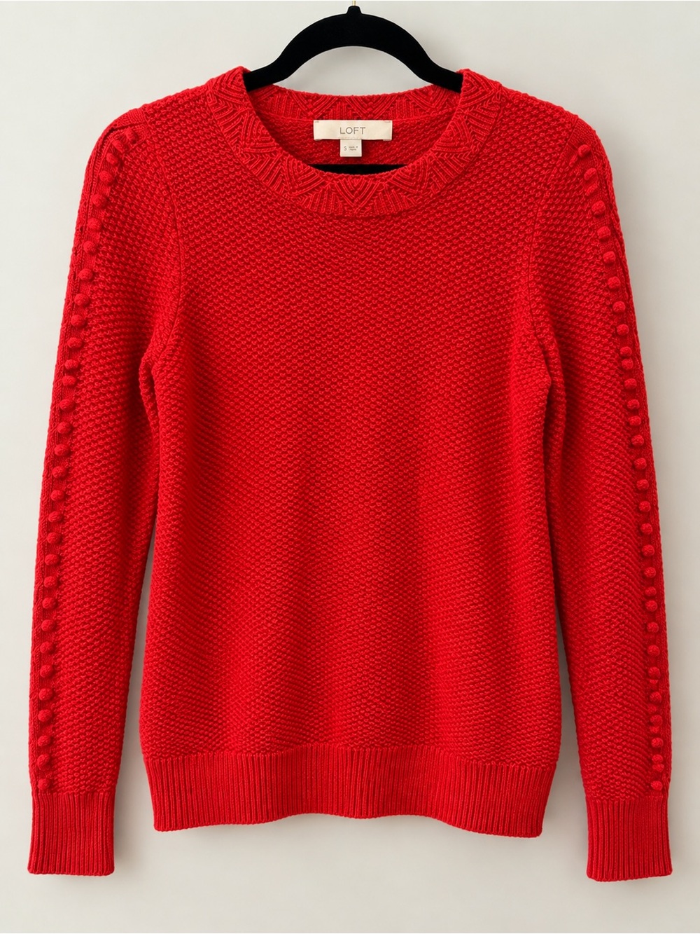 LOFT Red Textured Bobble Detail Knit Sweater Size S